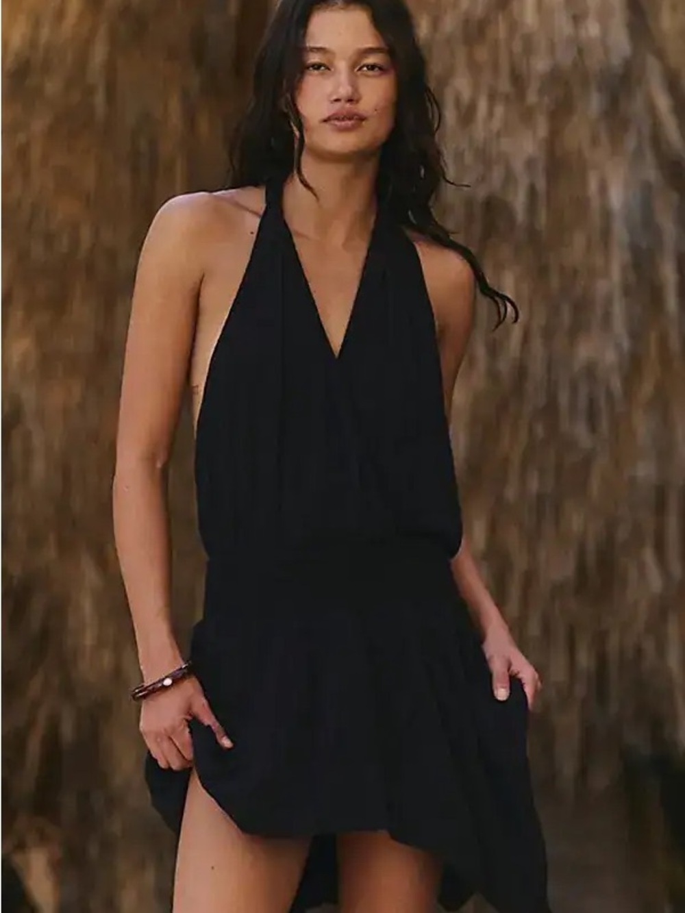Free People Black Louise Mini Dress